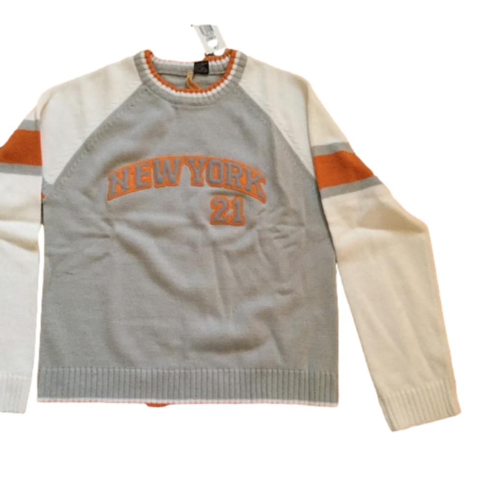 Southpole rib knit crew neck sweater boys size XXL grey orange white pullover